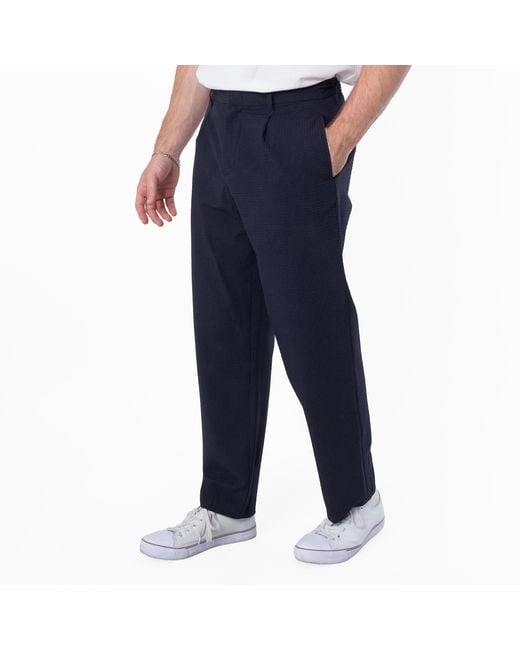 Emporio Armani Blue Seersucker Pleated-Waist Chinos Pants for men