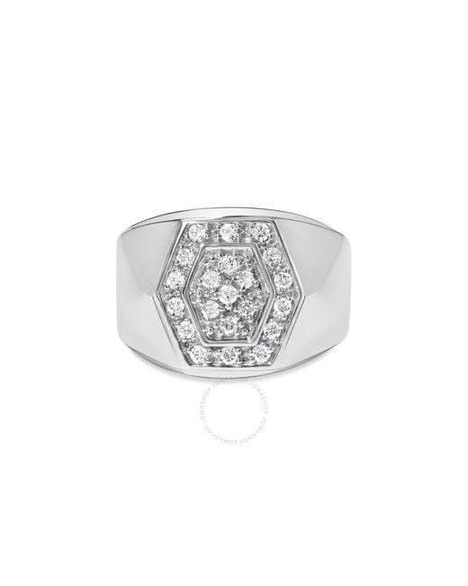 Haus of Brilliance White 925 Sterling 1/2 Cttw Multi-Diamond Hexagon Frame Ring (I-J Color, I3 Clarity) for men