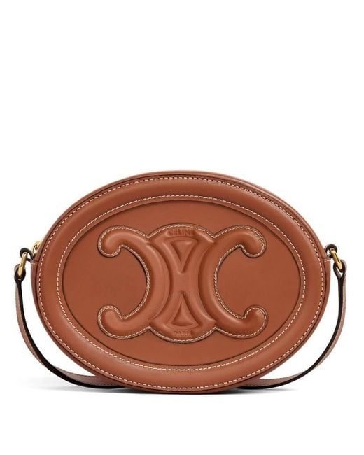 Céline Brown Triomphe Oval Crossbody Bag