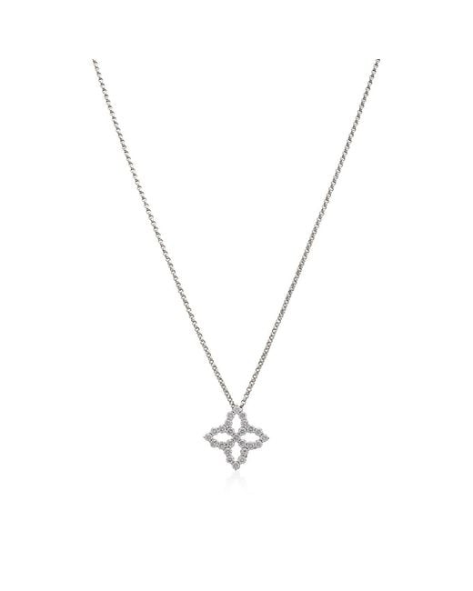 Roberto Coin Metallic 18k White Gold Diamond Encrusted Princess Flower Pendant for men