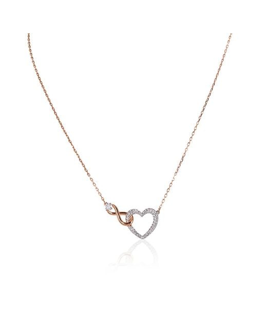 Swarovski Metallic Infinity Heart Necklace, Mixed Metal Finish