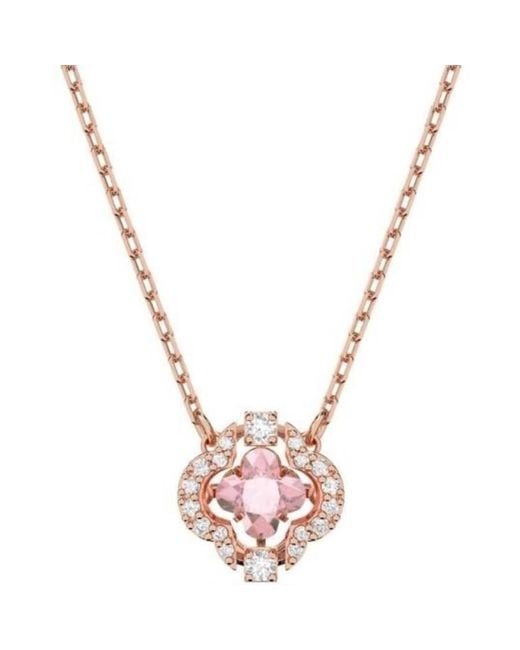 Swarovski Metallic Rose Plated Sparkling Dance Clover Necklace