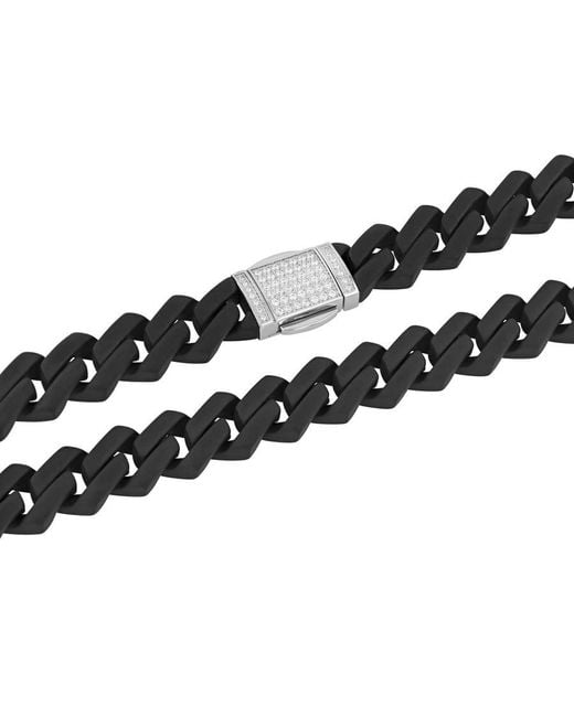 Robert Alton Black 1/2Ctw Diamond Stainless Steel Finish Clasp 20" Necklace for men