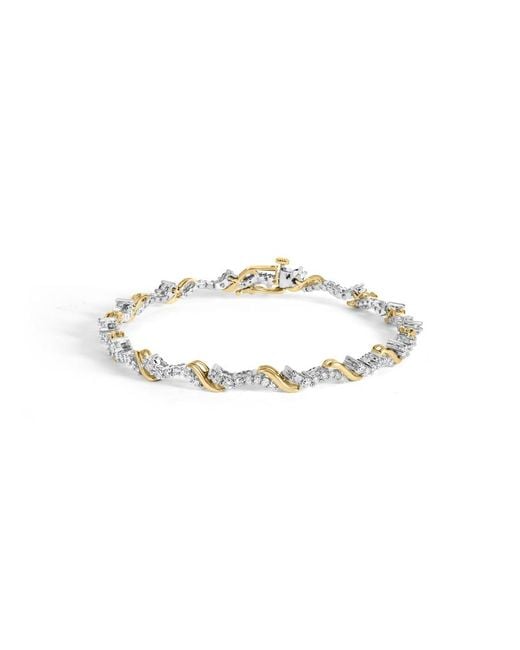 Haus of Brilliance Metallic 10K And 2.00 Cttw Diamond "S" Link 7" Bracelet (H-I Color, I2-I3 Clarity)