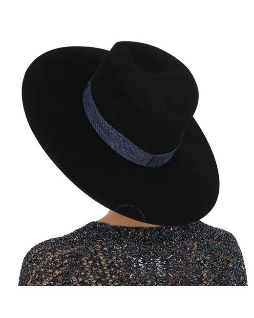 Maison Michel Black Eliza Denim Ribbon Capeline Hat
