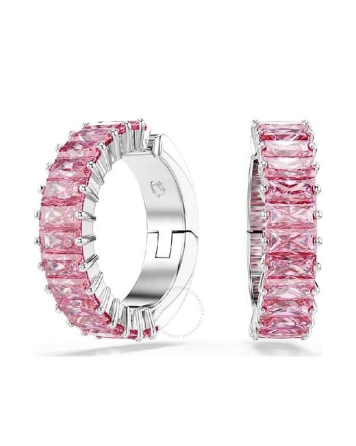 Swarovski Pink Matrix Baguette-Cut Cuff Earrings