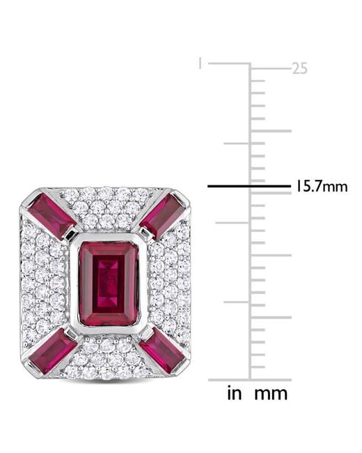 Amour White 5-1/4Ct Tgw Octagon And Baguette-Cut Created Ruby And Created Sapphire Cufflinks for men