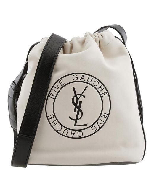 Saint Laurent Gray Rive Gauche Leather Bucket Bag for men