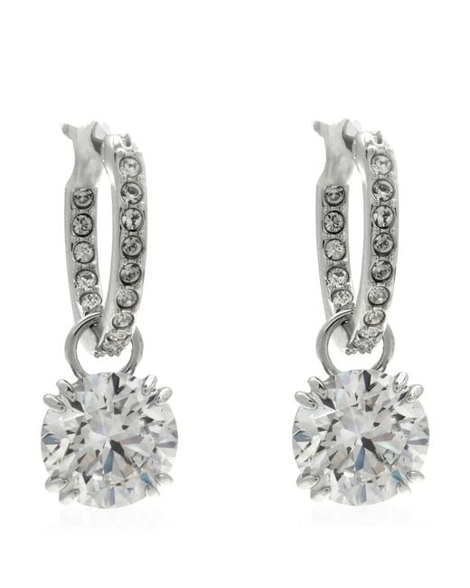Swarovski White Ladies Constella Rhodium Plated Drop Earrings