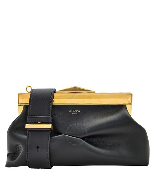 Jimmy Choo Black Diamond Frame Leather Clutch Bag