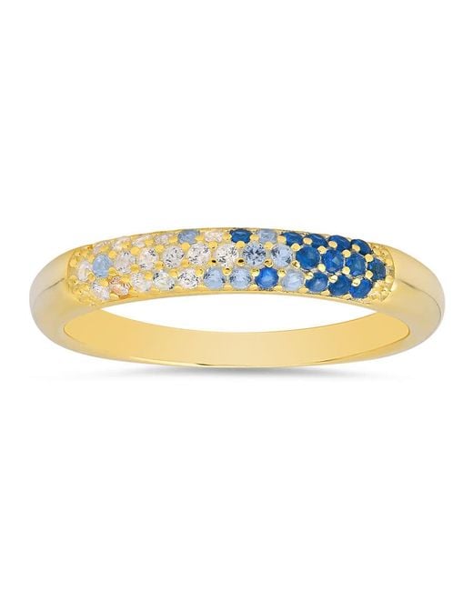 Kylie Harper Blue 14K Over Petite Sapphire Ombre Pave Cz Band Ring