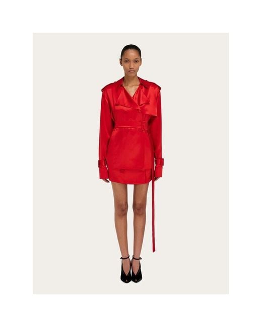 Ferragamo Red Bright Belted Jacket, Brand Size 38 (Us