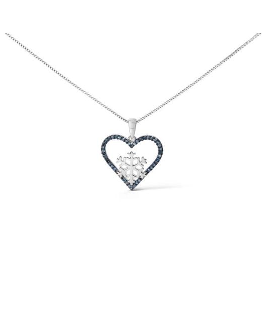 Haus of Brilliance Metallic 925 Sterling 1/10Ct Tdw Treated Diamond Heart Pendant Necklace