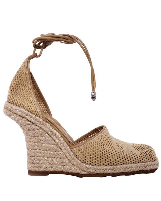 Burberry Metallic Mesh Plunge Wedge Heel Espadrilles, Brand Size 38 Us