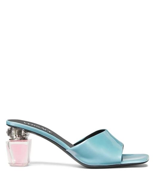 Versace Blue Bright Crystal 70 Patent Mules, Brand Size 38 Us