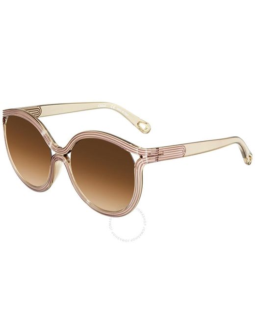 Chloé Natural Brown Gradient Round Sunglasses Ce738s 264 57
