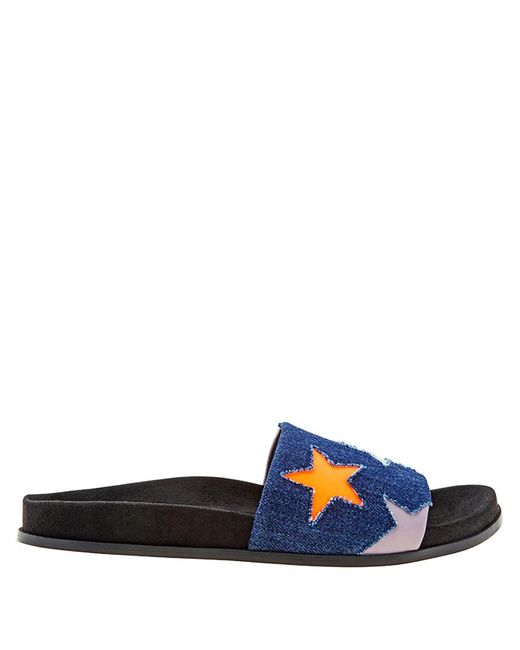 Stella McCartney Blue Loafer Slides Denim Stars