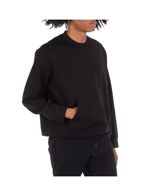 Emporio Armani Black Logo-Embroidered Crew Neck Sweatshirt for men