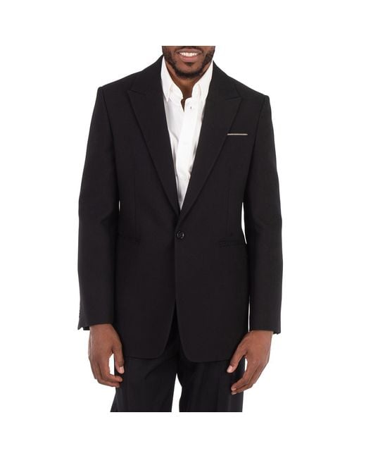Burberry Black Single-Breasted Wool Tailored Jacket, Brand Size 50 Us for men