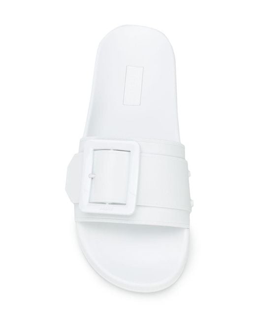 Bally White Jeline Buckle Strap Slide Sandals