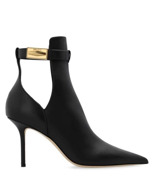 Jimmy Choo Black Nell 85 Leather Ankle Boots, Brand Size 39 Us