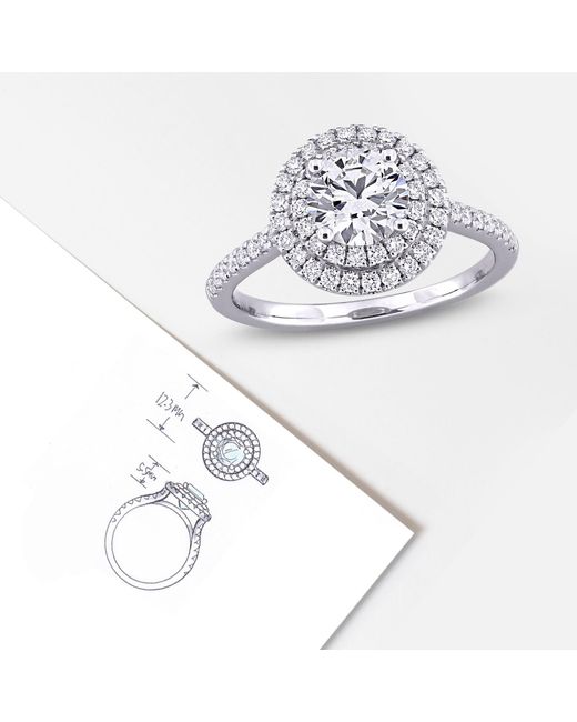 Created Forever Metallic 1 3/8Ct Tdw Lab-Created Diamond Halo Engagement Ring