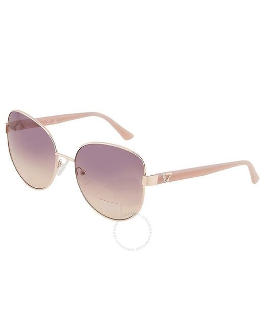 Guess Factory Pink Gradient Brown Cat Eye Sunglasses Gf6172 28f 59