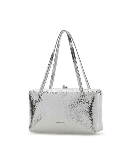 Jil Sander Gray Nappa Leather Goji Pillow Shoulder Bag