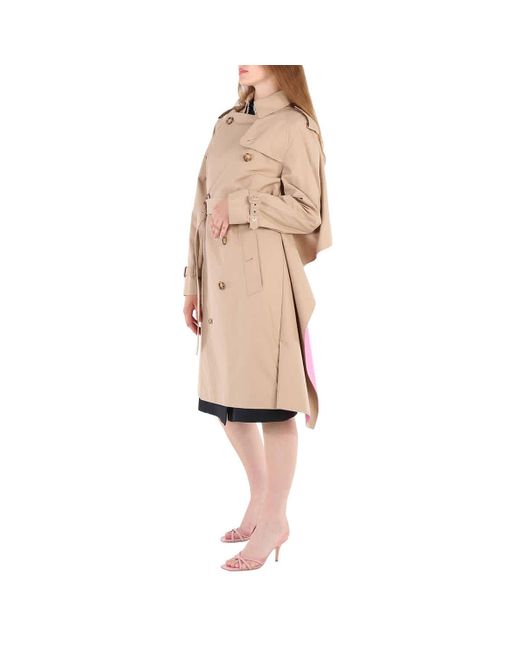 Burberry Natural Cotton Twill Contrast Cape Detail Double-breasted Trench Coat