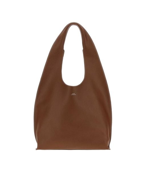 A.P.C. Brown Leather Le Neige Shoulder Bag Noisette Borse A Tracolla