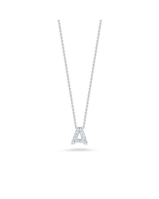 Roberto Coin Metallic 18k White Gold Tiny Treasures Diamond Letter A Pendant