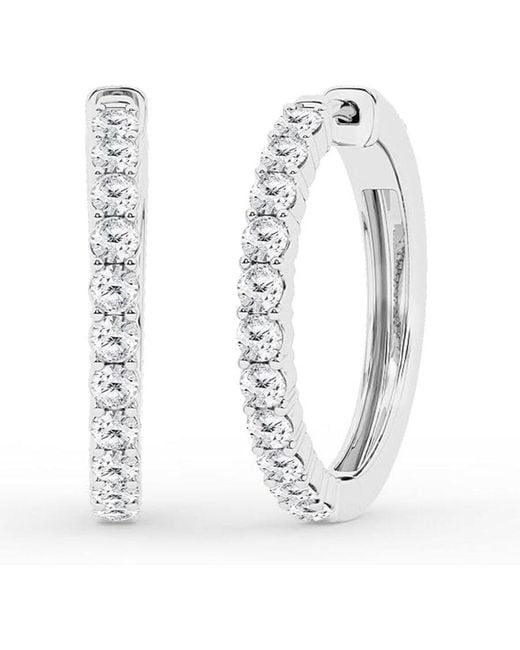 Brilliant Diamond White 2.0 Carat Round Lab Grown Diamond Single Row Hoop Earrings for men