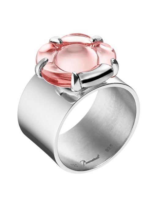 Baccarat Gray 's B Flower Silver Crystal Ring 2807217