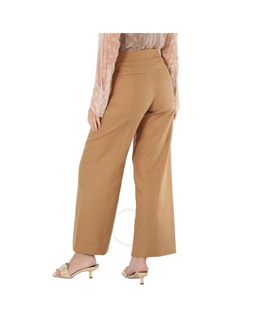 Burberry Brown Ryann Camel Button-detail Wide-leg Trousers