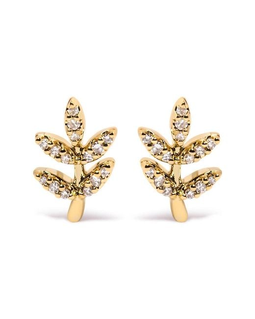 Haus of Brilliance Metallic 10K 1/10 Cttw Diamond Accented Leaf And Branch Stud Earrings (H-I Color, I1-I2 Clarity) for men