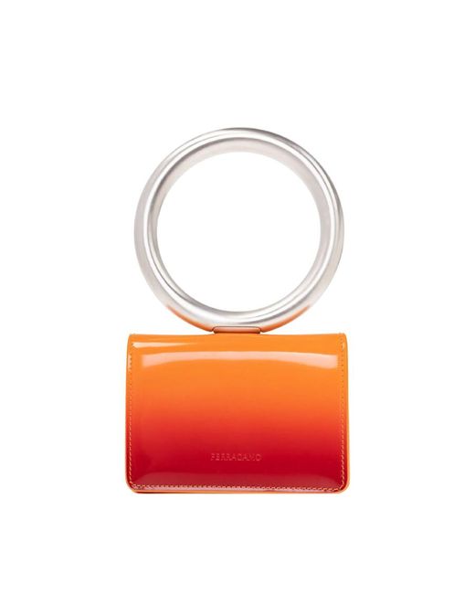 Ferragamo Orange Logo Print Micro Pouch