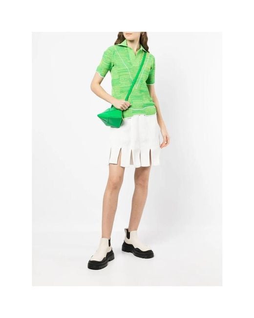Bottega Veneta White Squared-Frill Trim Knitted Skirt