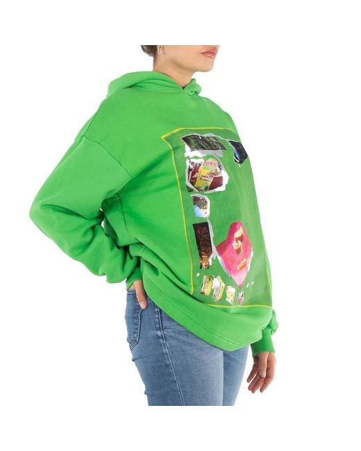 Acne Green Digital Print Hooded Sweatshirt