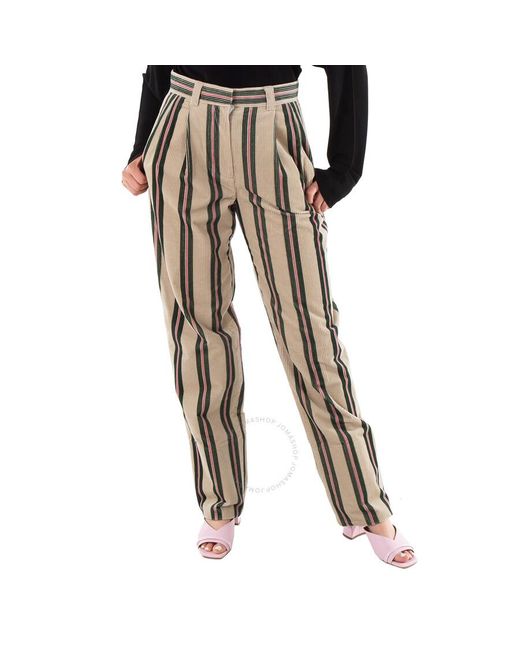 Burberry Black Roll-up Cuff Striped Corduroy Trousers