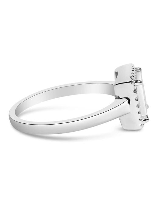 Haus of Brilliance White 925 Sterling 1/5 Cttw Invisible Set Princess Cut Diamond Promise Ring With Beaded Halo