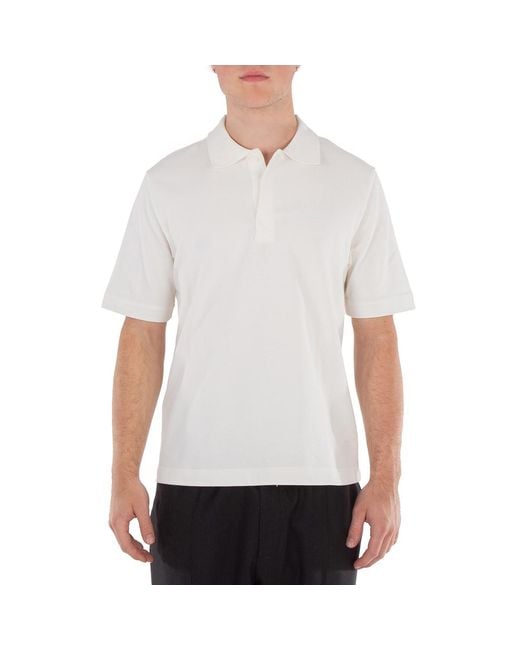 Burberry White Striped Cotton Polo Shirt for men