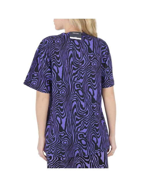 Moschino Purple Oversized Moire Effect Zebra-print Cotton T-shirt
