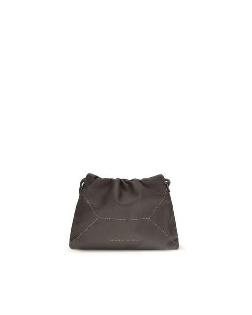 Brunello Cucinelli Brown Calf Leather Shoulder Bag