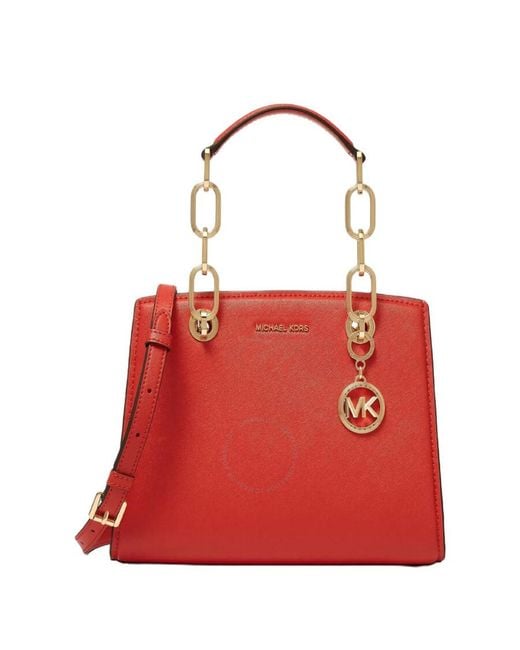 Michael Kors Red Cynthia Small Leather Satchel Bag