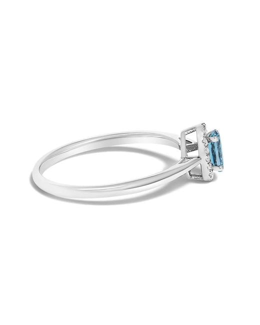 Haus of Brilliance Blue 10K 5X3Mm Oval Topaz And Diamond Accent Halo Ring (I-J Color, I1-I2 Clarity)