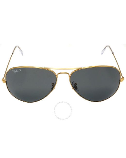 Ray-Ban Gray Aviator Classic Polarized Black Sunglasses