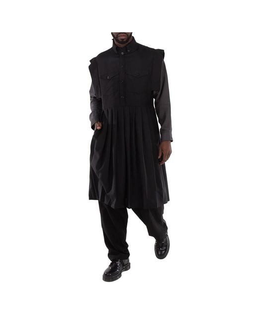 Burberry Black Pleated Mohair & Wool Kilt Shirt Dress for men