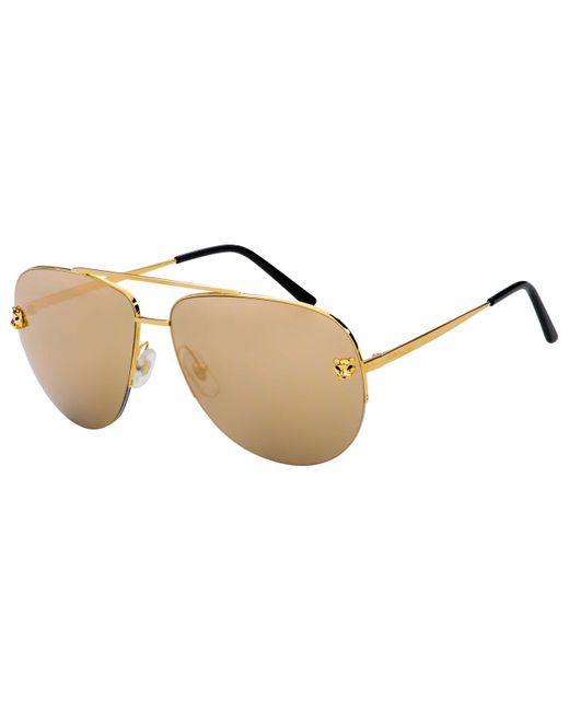 Cartier Gold Mirrored Aviator Sunglasses 009 62 In Gold Tone Metallic