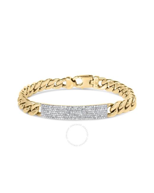 Haus of Brilliance Metallic 10k Gold 1 1/2 Cttw Diamond Id Cuban Bracelet