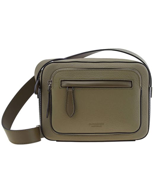 Burberry Green Olympia Two-tone Grainy Leather Crossbody Bag for men